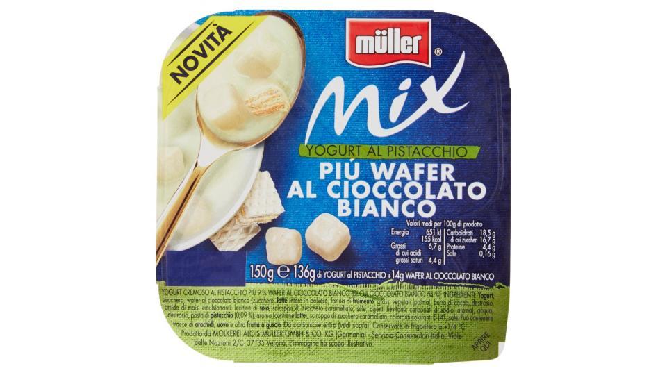 müller Mix l'Invitante Yogurt al Lampone più Wafer Ricopereti di Cioccolato Bianco