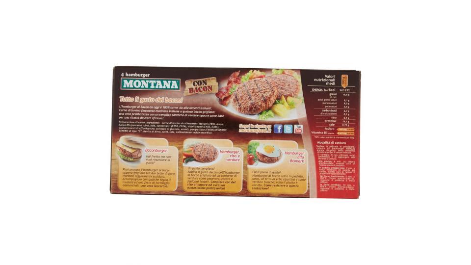 Montana 4 Hamburger con bacon surgelati