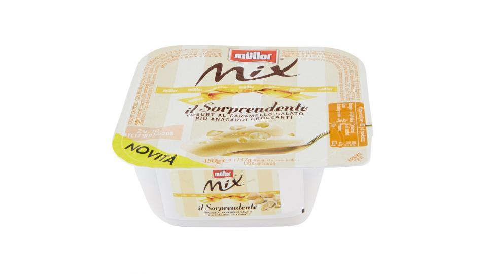 müller Mix il Sorprendente Yogurt al Caramello Salato Più Anacardi Croccanti