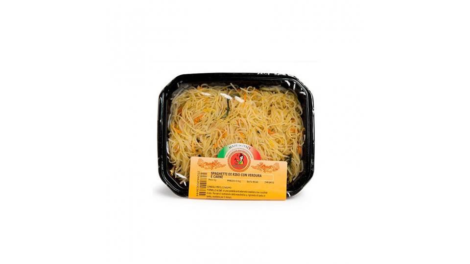 SPAGHETTI DI RISO CON VERDURE E CARNE, 260-300g