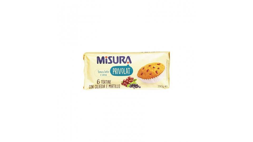 Misura - Privolat, 6 Tortine con Ciliegia e Mirtillo, senza latte e uova