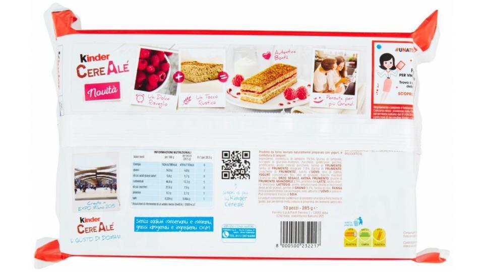 Kinder CereAlé latte yogurt e confettura di lamponi - 10 x 28,5g