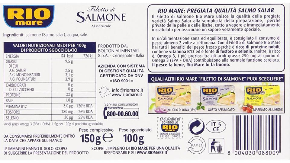 Rio mare filetti salmone naturale