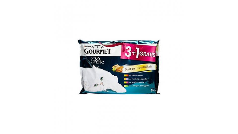 Purina - Gourmet Alimento Completo Per Gatti Adulti, Duetti Con Carni Delicati, 4 X 85 G