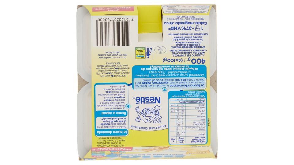 Nestlé Mio Merenda al Latte Cereali da 6 Mesi 4 Vasetti Plastica da