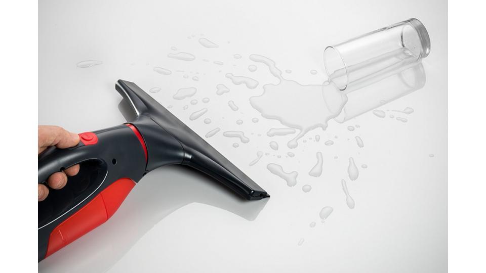 Vileda Windomatic Power Aspiragocce Elettrico senza Fili per Vetri, Finestre e Specchi, Rosso/Nero