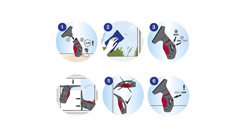 Vileda Windomatic Power Aspiragocce Elettrico senza Fili per Vetri, Finestre e Specchi, Rosso/Nero