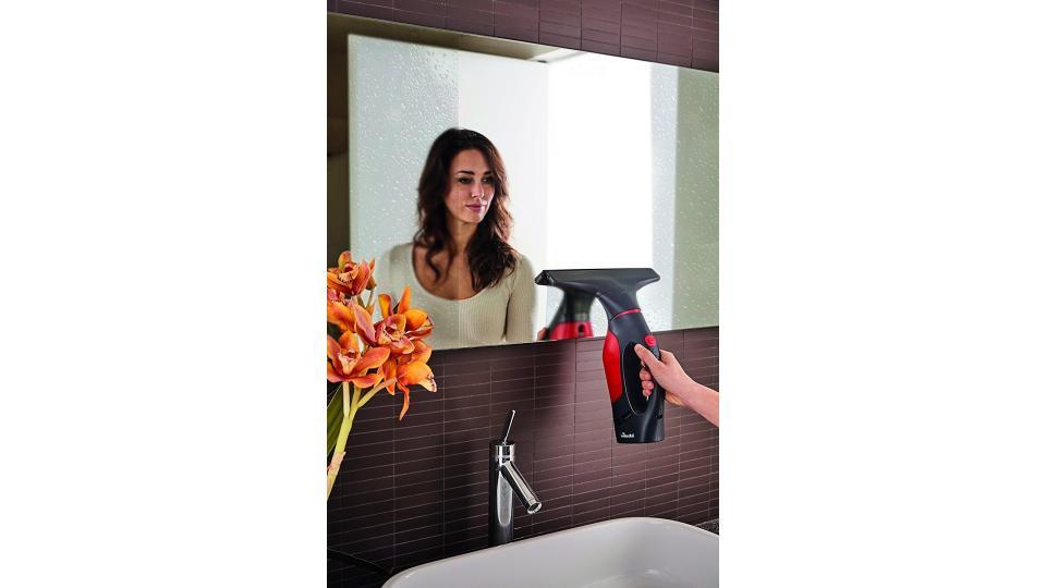 Vileda Windomatic Power Aspiragocce Elettrico senza Fili per Vetri, Finestre e Specchi, Rosso/Nero