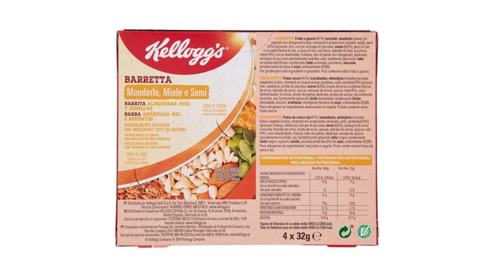 Kellogg's Barretta Mandorle, Miele e Semi