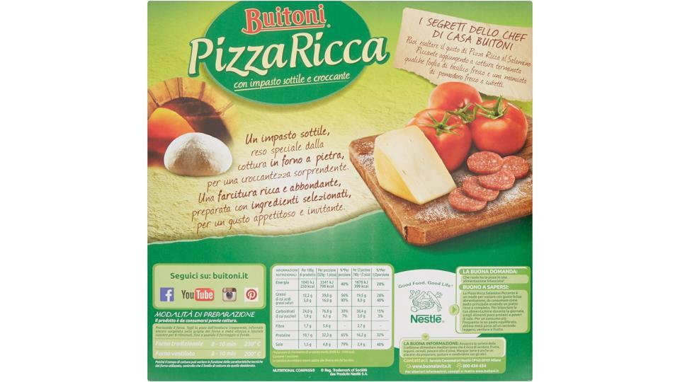 BUITONI PIZZA RICCA AL SALAMINO PICCANTE Pizza surgelata 320g (1 pizza)