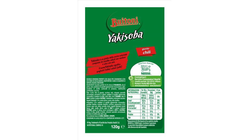 YAKISOBA GUSTO CHILI Noodles istantanei verdure salsa con soia 2 porzioni