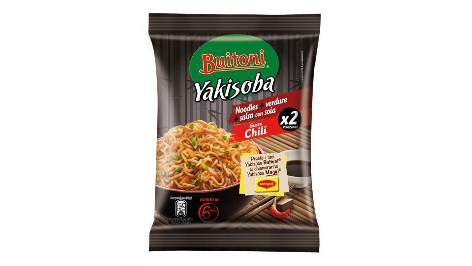 YAKISOBA GUSTO CHILI Noodles istantanei verdure salsa con soia 2 porzioni