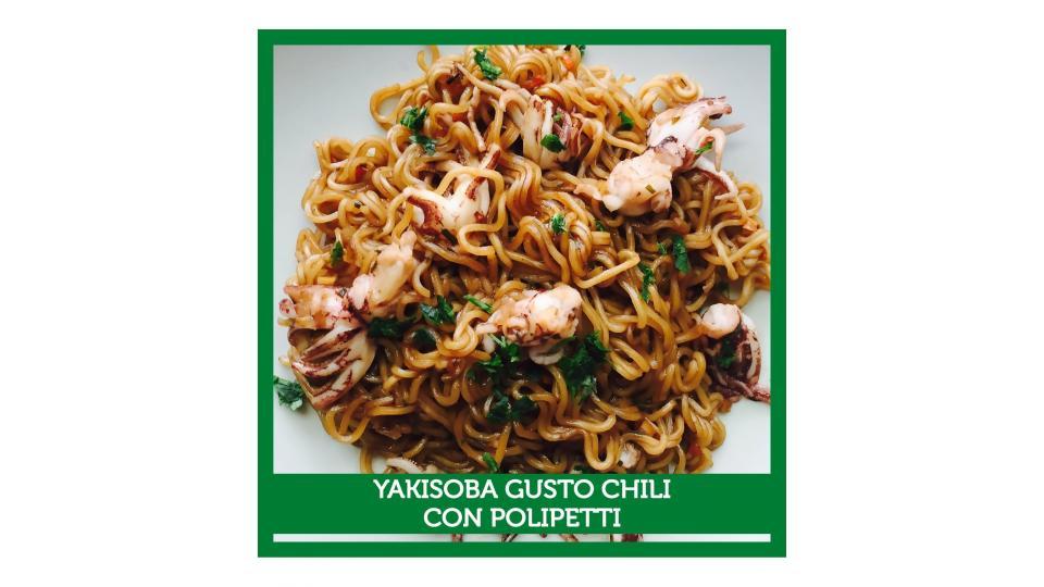 YAKISOBA GUSTO CHILI Noodles istantanei verdure salsa con soia 2 porzioni