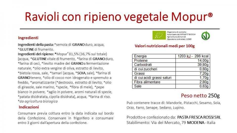 Ravioli con ripieno vegetale di Mopur