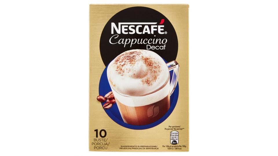 Nescafé Cappuccino Decaffeinato Preparato Solubile in Polvere con Caffè e Latte 125g 10 Buste