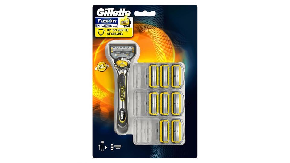 Gillette Fusion ProShield Lamette di Ricambio, 9 Testine, con Manico