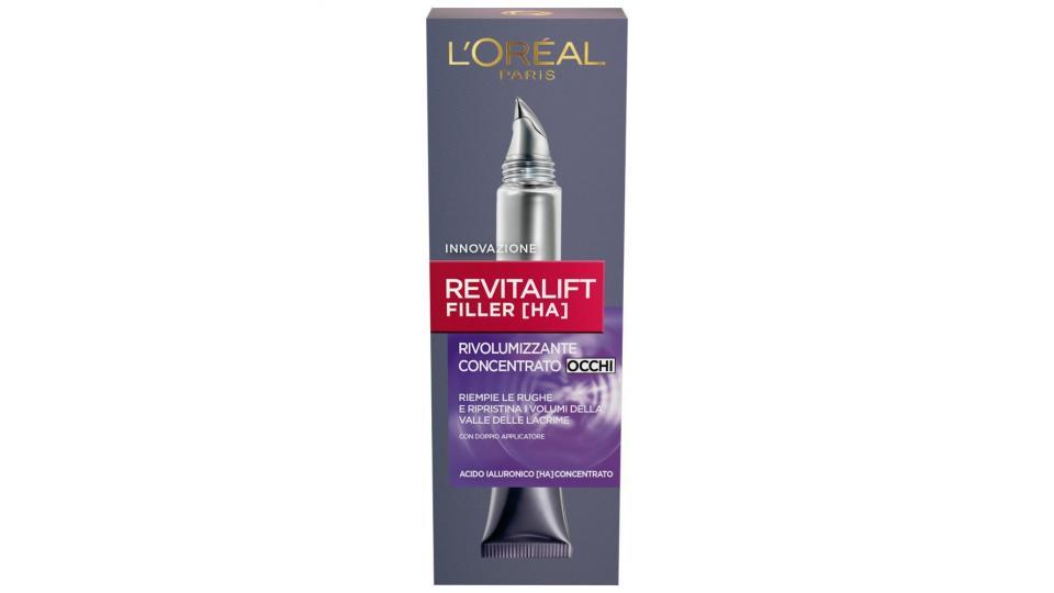 L'Oréal Paris Revitalift Filler Crema Viso Contorno Occhi Antirughe Rivolumizzante con Acido Ialuronico Concentrato