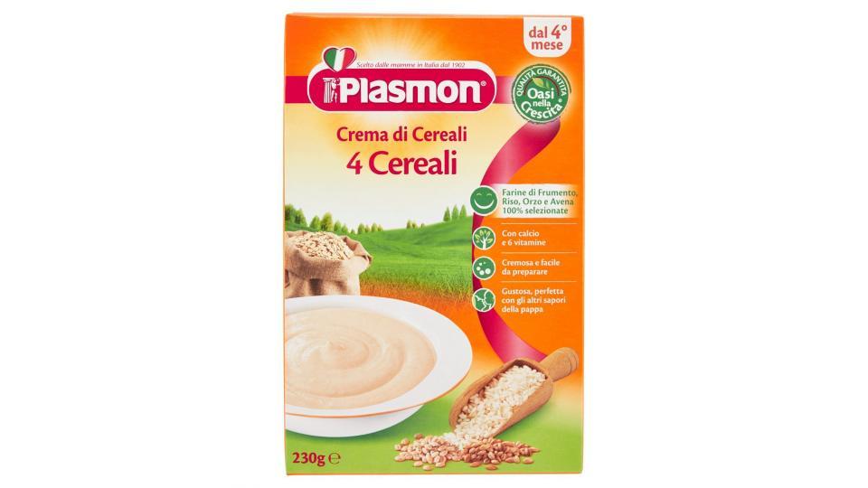 Plasmon - Crema di cereali, 4 Cereali, Indicato dal 4⁰ Mese Compiuto