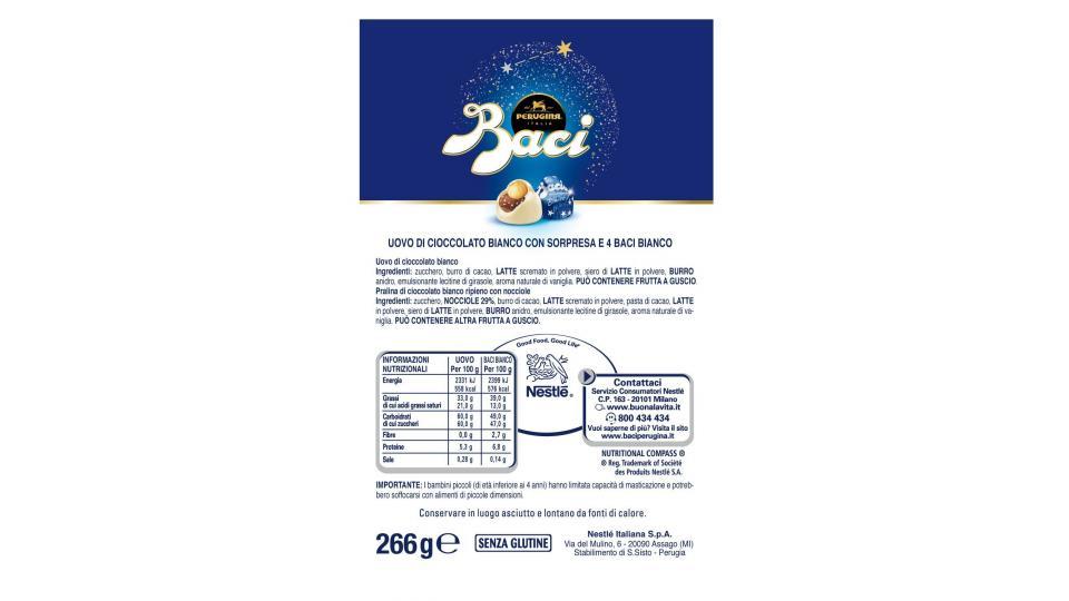 BACI PERUGINA Uovo di cioccolato bianco con sorpresa e 4 Baci bianco