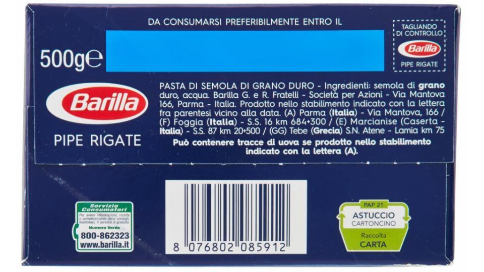 Barilla Semola Pipe Rigate n.91