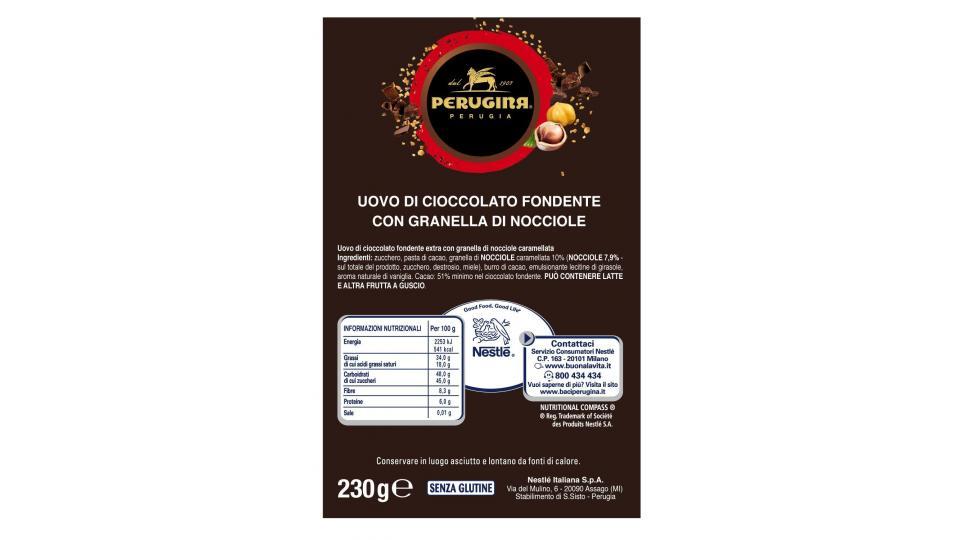 PERUGINA Uovo di cioccolato fondente con granella di nocciole con sorpresa