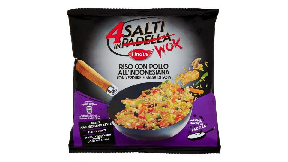 Findus 4 Salti in Padella Wok Riso con Pollo all'Indonesiana con Verdure e Salsa di Soia