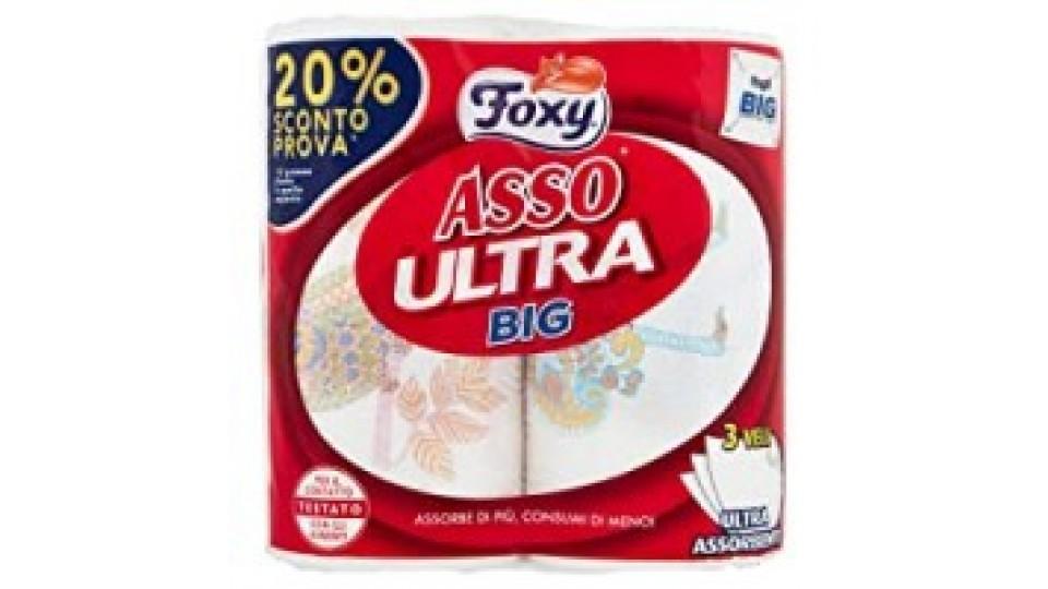 Foxy Asso Ultra Big Asciugatutto 3 Veli Decorato 2 Maxi Rotoli