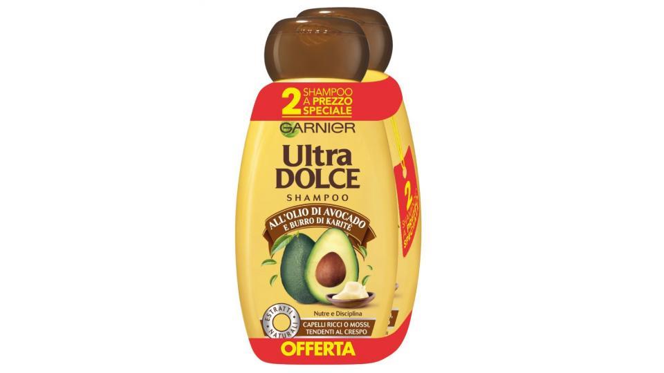 Garnier Ultra Dolce Shampoo all'Olio di Avocado e Burro di Karité per Capelli Ricci o Mossi, Senza Parabeni, Estratto Naturale, 300 ml [Confezione da 2]