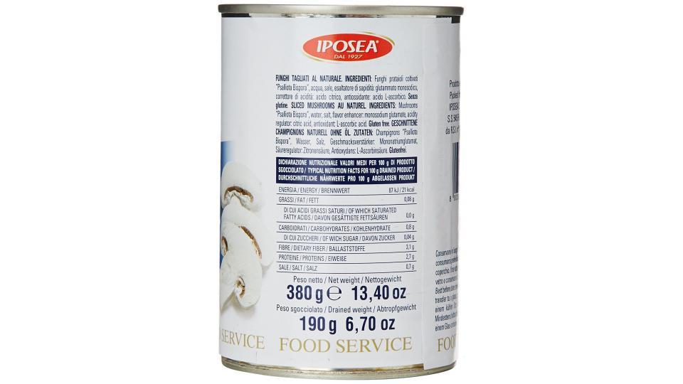 Iposea - Funghi Tagliati, Al Naturale - 12 pezzi da 380 g [4560 g]