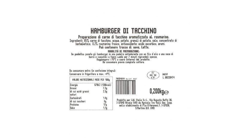 Hamburger di Tacchino al Rosmarino