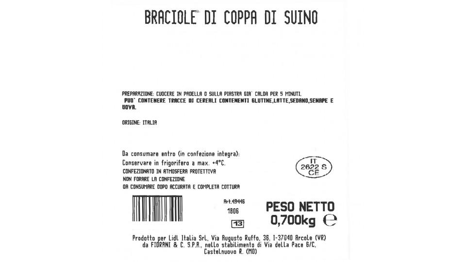 Braciole di Coppa di Suino 100% Carne Italiana