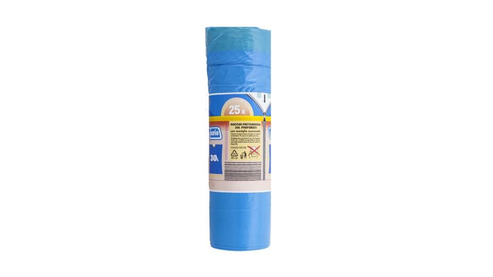 Sacchi Pattumiera 30l Blu con Maniglia Scorrevole