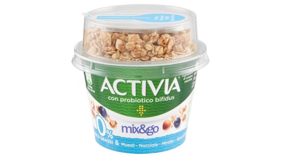 Mix&go Bianco 0% Grassi & Muesli - Nocciola - Mirtillo - Semi di Lino