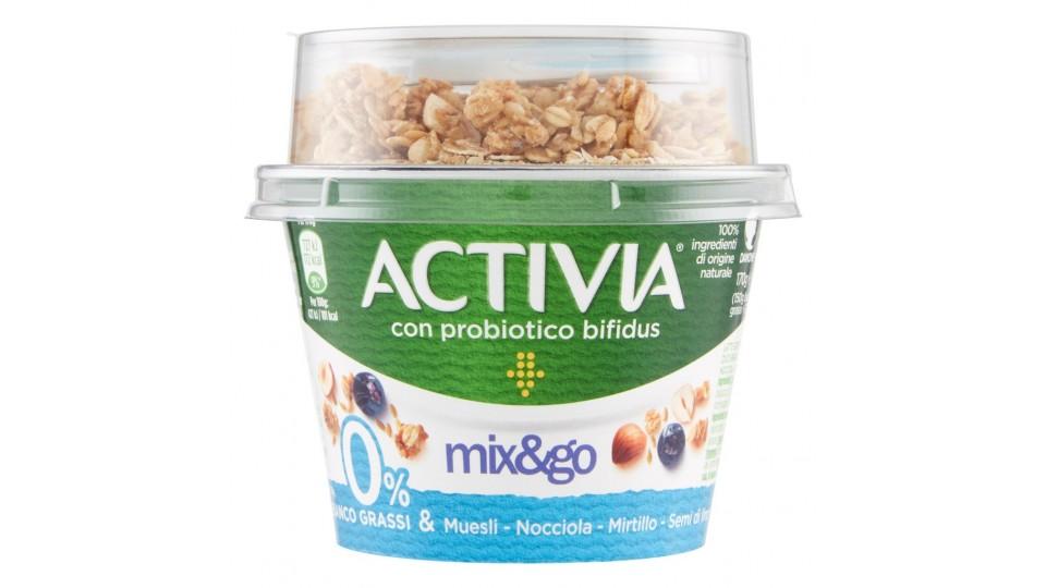 Mix&go Bianco 0% Grassi & Muesli - Nocciola - Mirtillo - Semi di Lino