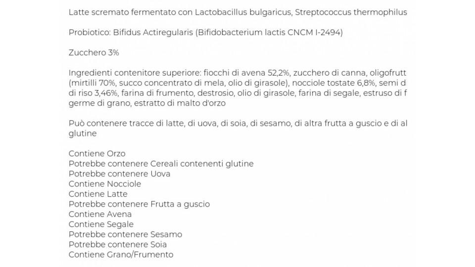 Mix&go Bianco 0% Grassi & Muesli - Nocciola - Mirtillo - Semi di Lino