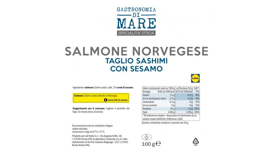 Salmone Norvegese Taglio Sashimi con Sesamo