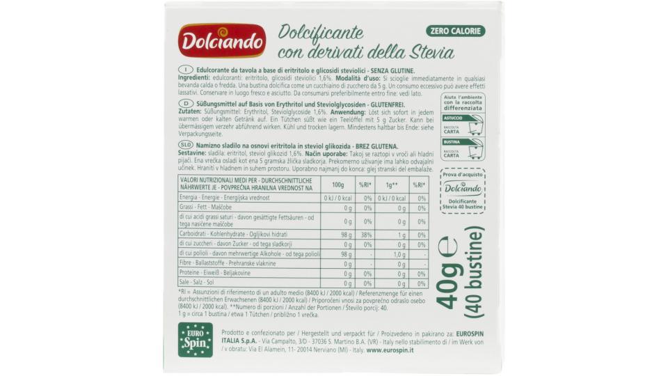 Dolcificante Stevia Bustine