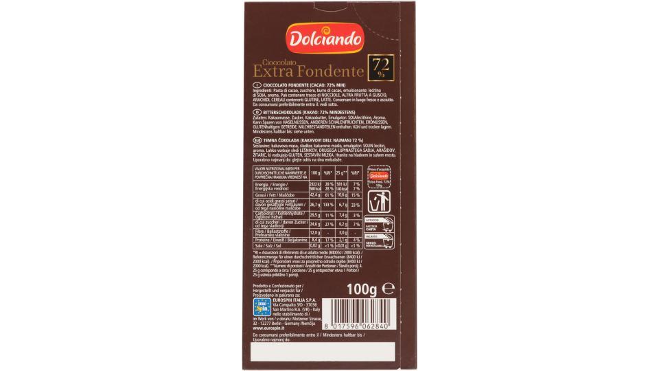 Cioccolato Extrafondente 72%