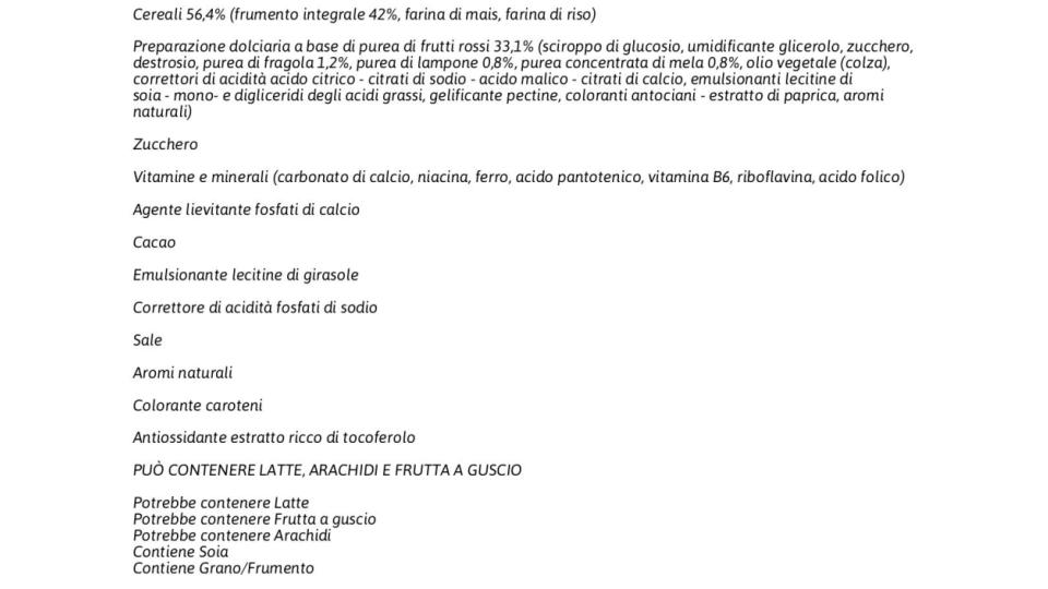 DELICE FRUTTI ROSSI Cereali integrali con ripieno morbido ai frutti rossi monoporzione