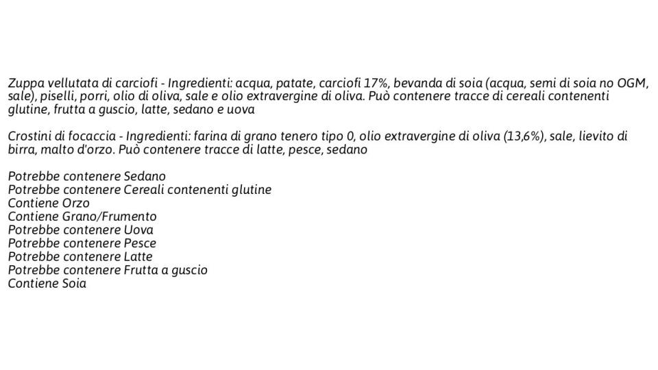 Le Zuppe Fresche Vellutata di Carciofi (Zuppa + Crostini)