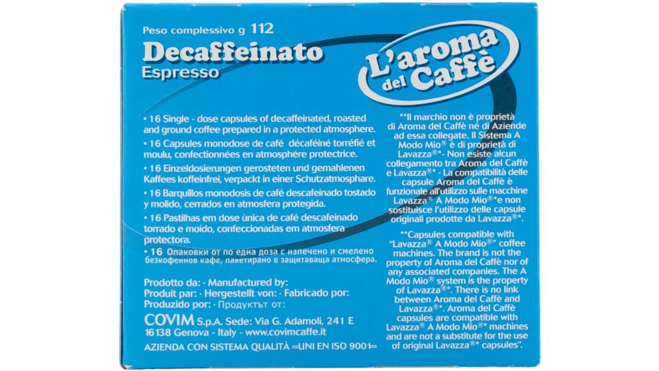 Capsule Caffe' Decaffeinato 16 Pz