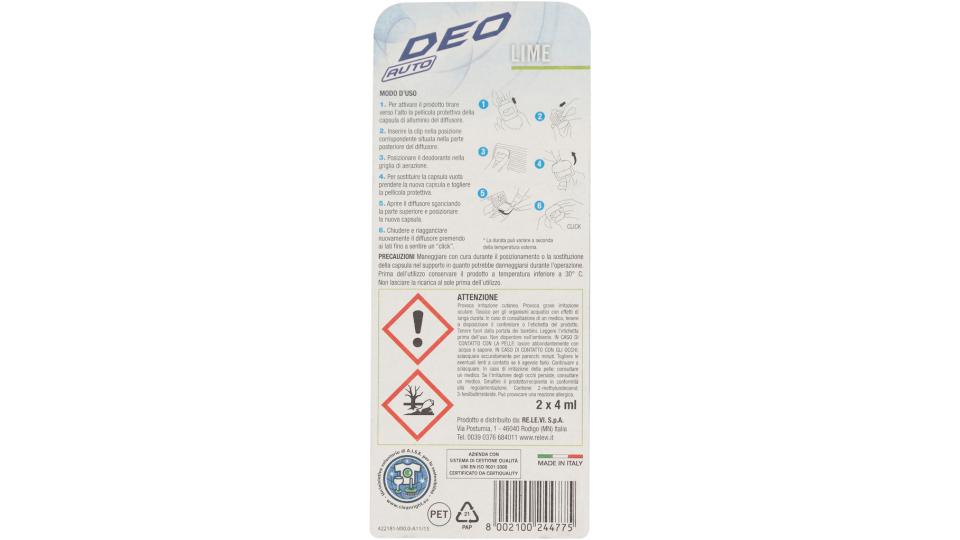 Deo Auto Gel Erogatore Ricarica Lime