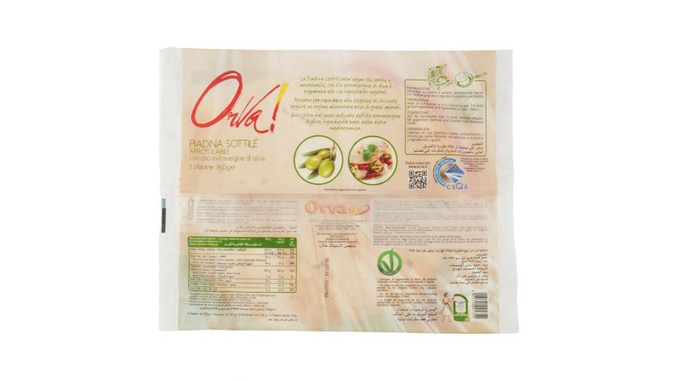 Piadina Sottile Arrotolabile con Olio Extravergine di Oliva 3 x 120 g