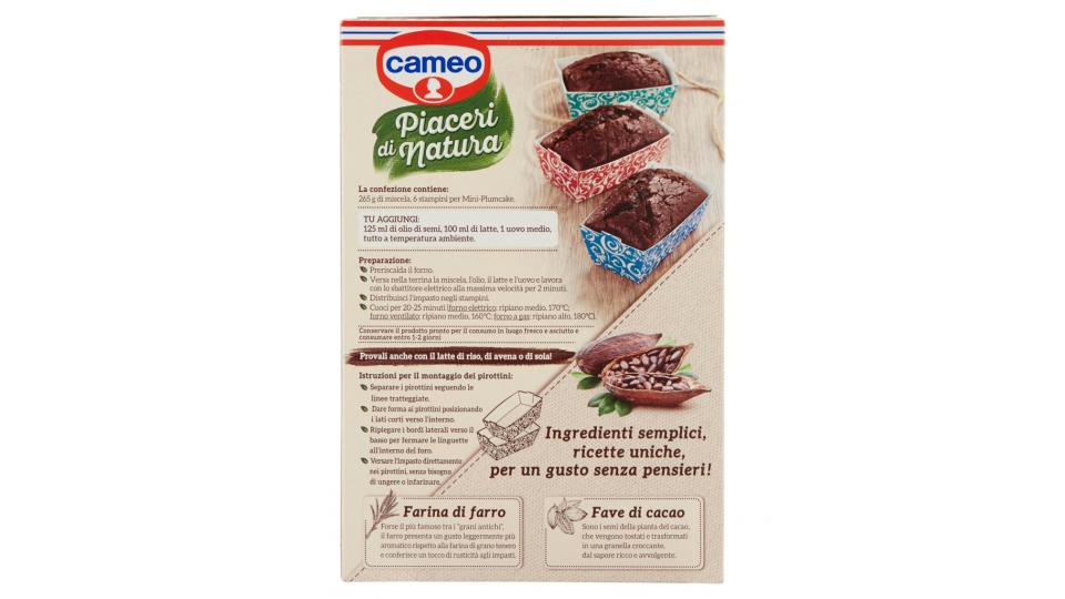 Piaceri di Natura Preparato per Mini Plumcake al Cioccolato, Farina di Farro, Fave Cacao