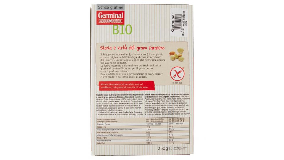 Bio Biscotti Carota Mandorla Grano Saraceno senza Glutine