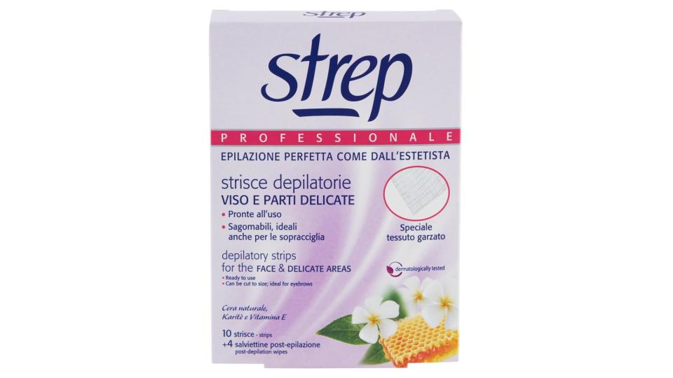 Professionale Strisce Depilatorie Viso e Parti Delicate 10 Strisce