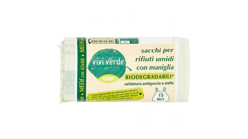 Sacchi per Rifiuti Umidi con Maniglia Biodegradabili* Medi Cm 42x60 15 Pz