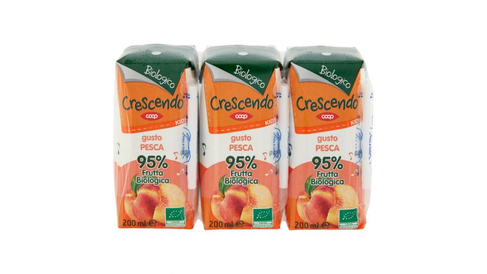 Kids Gusto Pesca 95% Frutta Biologica 3 x 200 Ml