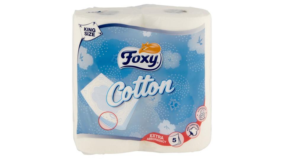 Cotton Carta Igienica 5 Veli Bianca con Fibre di Cotone 4 Maxi Rotoli