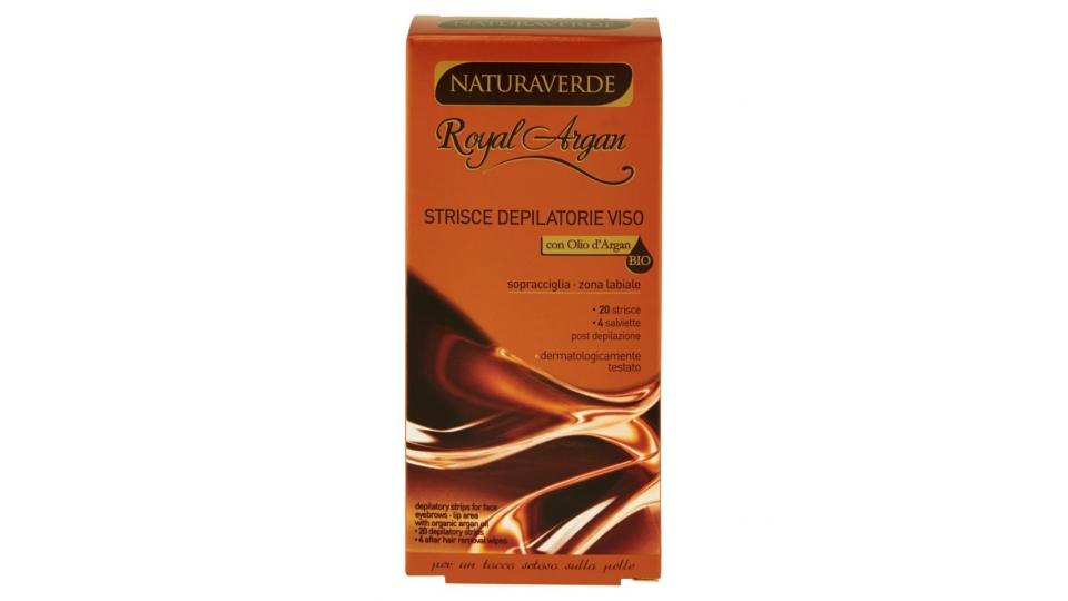 Royal Argan Strisce Depilatorie Viso con Olio d'Argan Bio Sopracciglia - Zona Labiale
